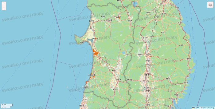秋田県の7NOW（セブンナウ）のエリア地図