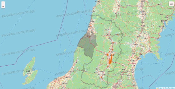 山形県の7NOW（セブンナウ）のエリア地図