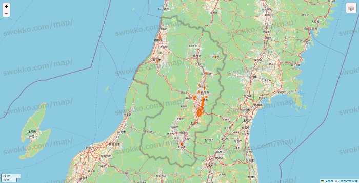 山形県の7NOW（セブンナウ）のエリア地図