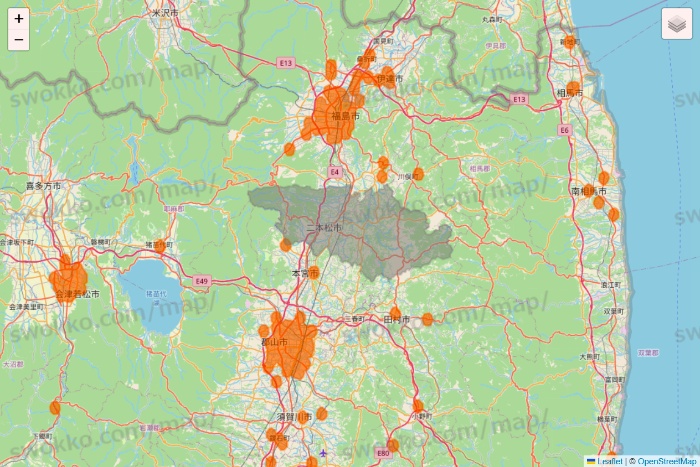福島県の7NOW（セブンナウ）のエリア地図