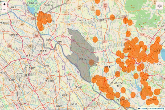 茨城県の7NOW（セブンナウ）のエリア地図