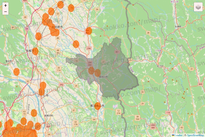 栃木県の7NOW（セブンナウ）のエリア地図