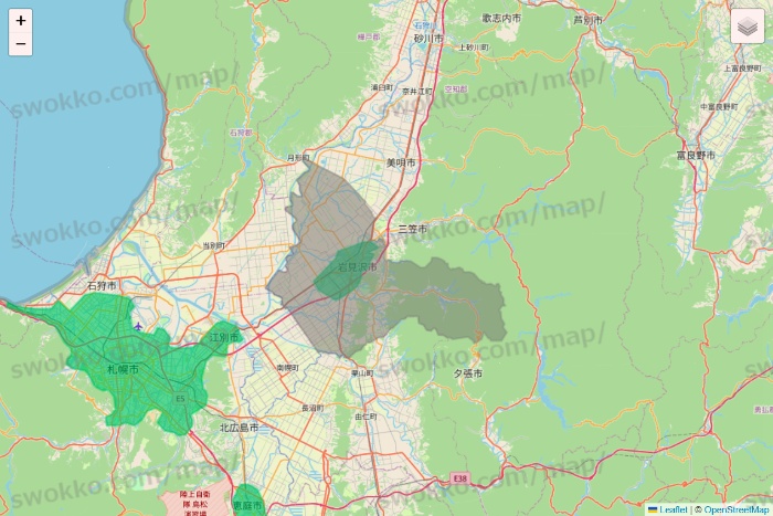 北海道のUber Eats（ウーバーイーツ）のエリア地図