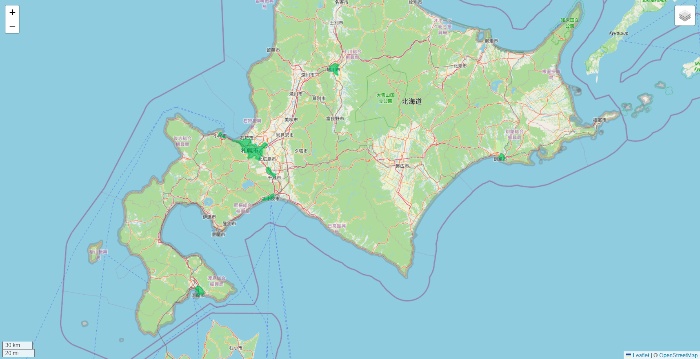 北海道のUber Eats（ウーバーイーツ）のエリア地図