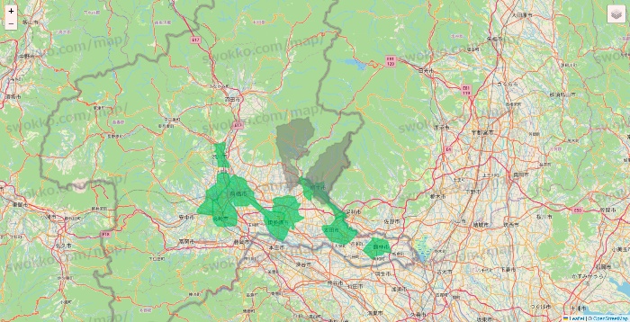 群馬県のUber Eats（ウーバーイーツ）のエリア地図