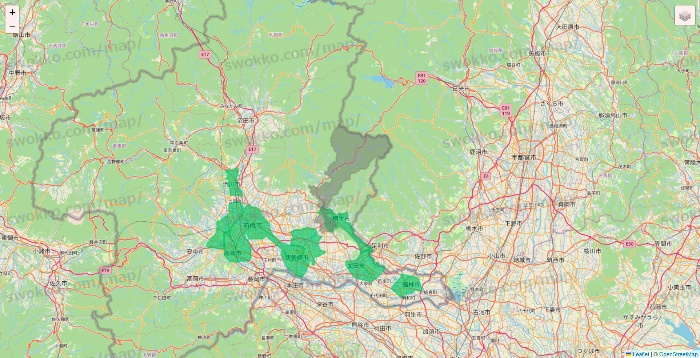 群馬県のUber Eats（ウーバーイーツ）のエリア地図