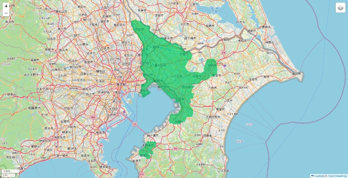 千葉県のUber Eats（ウーバーイーツ）のエリア地図