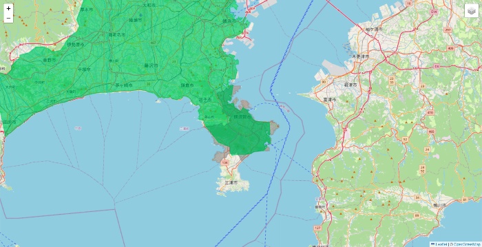 神奈川県のUber Eats（ウーバーイーツ）のエリア地図