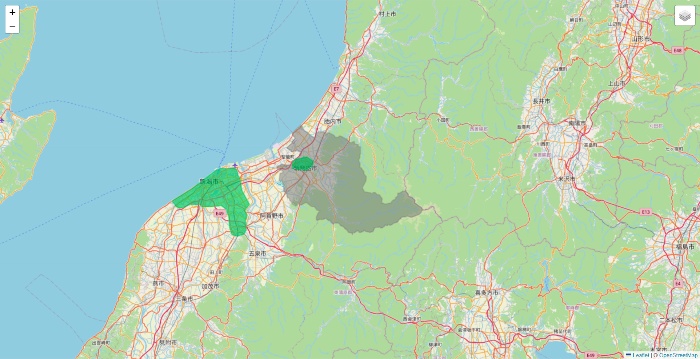 新潟県のUber Eats（ウーバーイーツ）のエリア地図