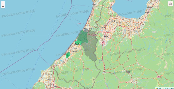 石川県のUber Eats（ウーバーイーツ）のエリア地図
