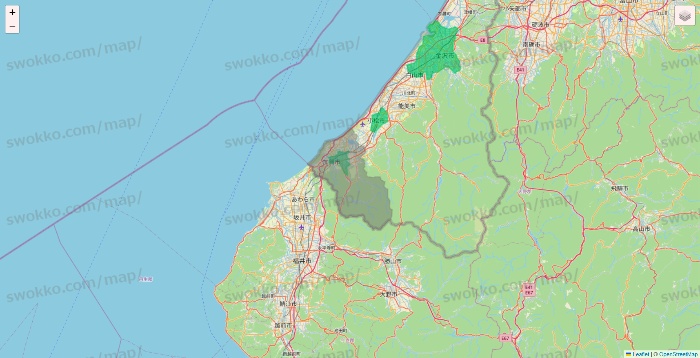 石川県のUber Eats（ウーバーイーツ）のエリア地図