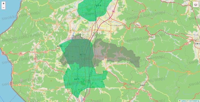 福井県のUber Eats（ウーバーイーツ）のエリア地図