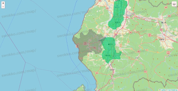福井県のUber Eats（ウーバーイーツ）のエリア地図
