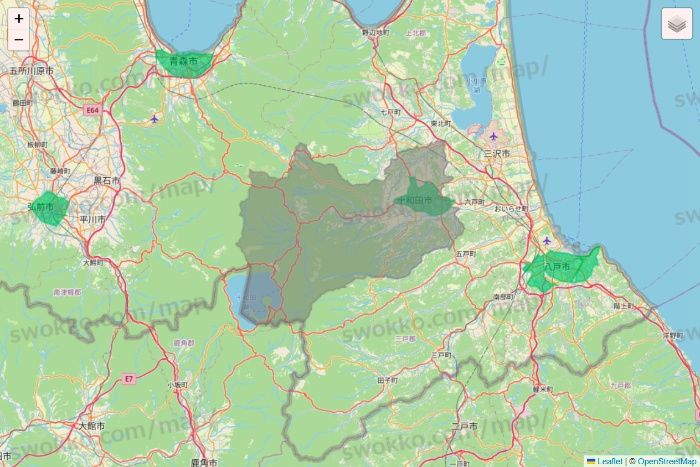 青森県のUber Eats（ウーバーイーツ）のエリア地図
