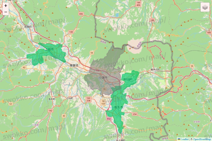長野県のUber Eats（ウーバーイーツ）のエリア地図