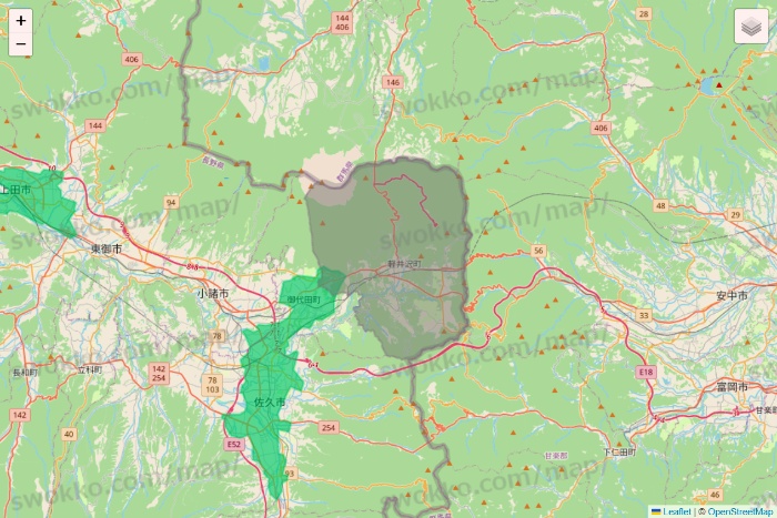 長野県のUber Eats（ウーバーイーツ）のエリア地図