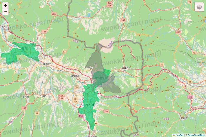 長野県のUber Eats（ウーバーイーツ）のエリア地図