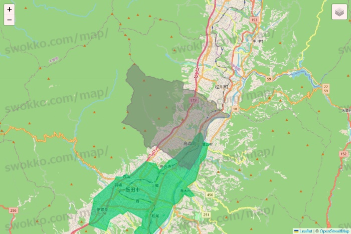 長野県のUber Eats（ウーバーイーツ）のエリア地図
