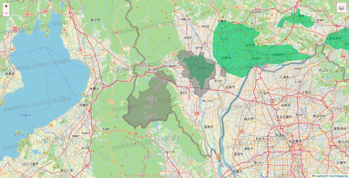 岐阜県のUber Eats（ウーバーイーツ）のエリア地図