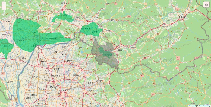 岐阜県のUber Eats（ウーバーイーツ）のエリア地図