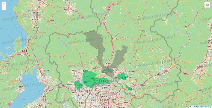 岐阜県のUber Eats（ウーバーイーツ）のエリア地図
