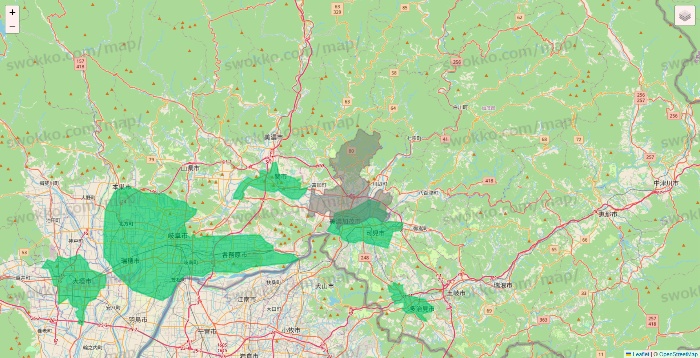 岐阜県のUber Eats（ウーバーイーツ）のエリア地図
