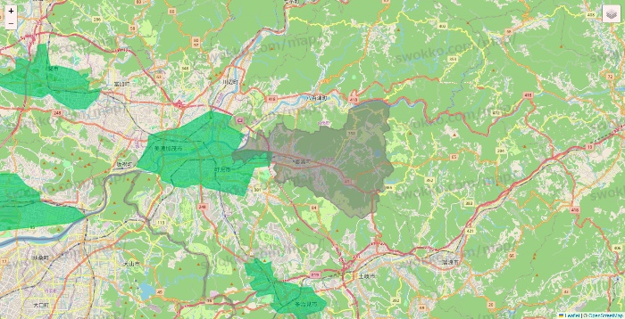 岐阜県のUber Eats（ウーバーイーツ）のエリア地図