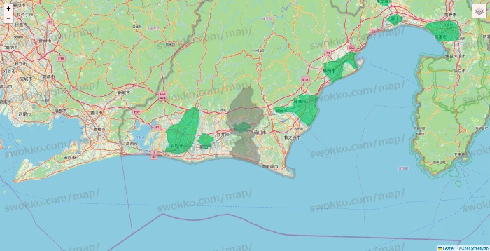 静岡県のUber Eats（ウーバーイーツ）のエリア地図