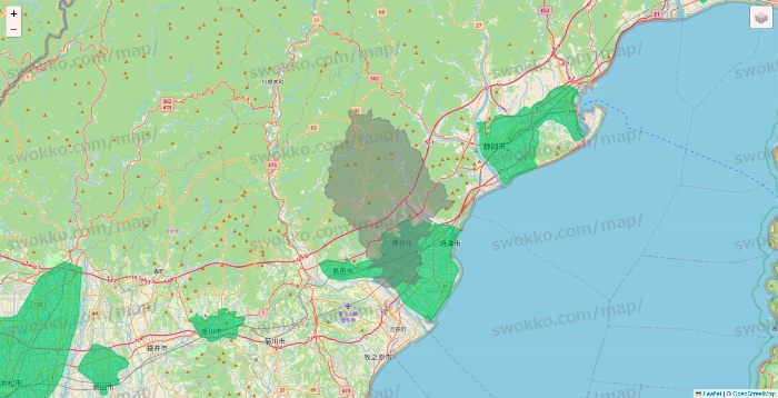 静岡県のUber Eats（ウーバーイーツ）のエリア地図