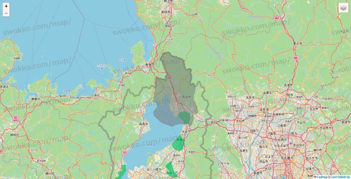 滋賀県のUber Eats（ウーバーイーツ）のエリア地図