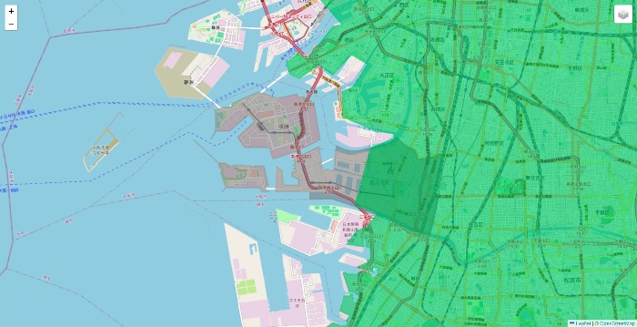大阪府のUber Eats（ウーバーイーツ）のエリア地図
