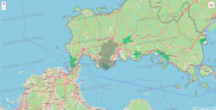 山口県のUber Eats（ウーバーイーツ）のエリア地図
