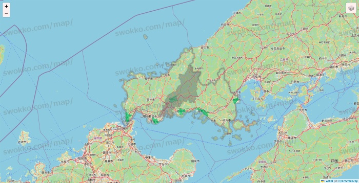 山口県のUber Eats（ウーバーイーツ）のエリア地図