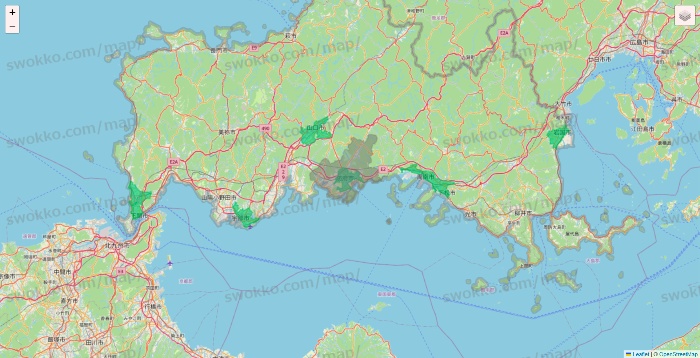 山口県のUber Eats（ウーバーイーツ）のエリア地図