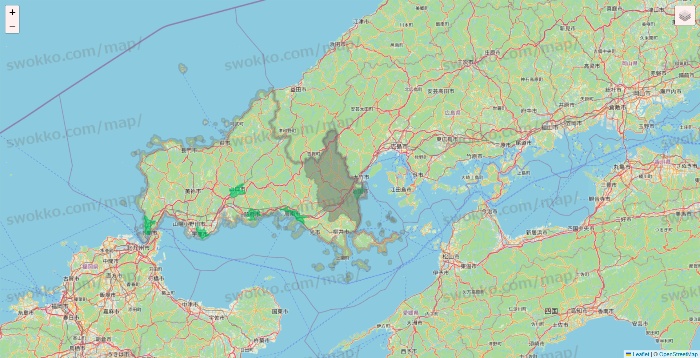 山口県のUber Eats（ウーバーイーツ）のエリア地図