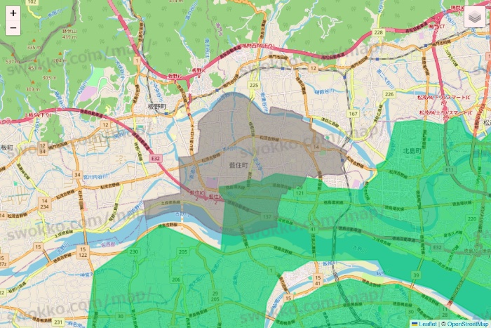 徳島県のUber Eats（ウーバーイーツ）のエリア地図