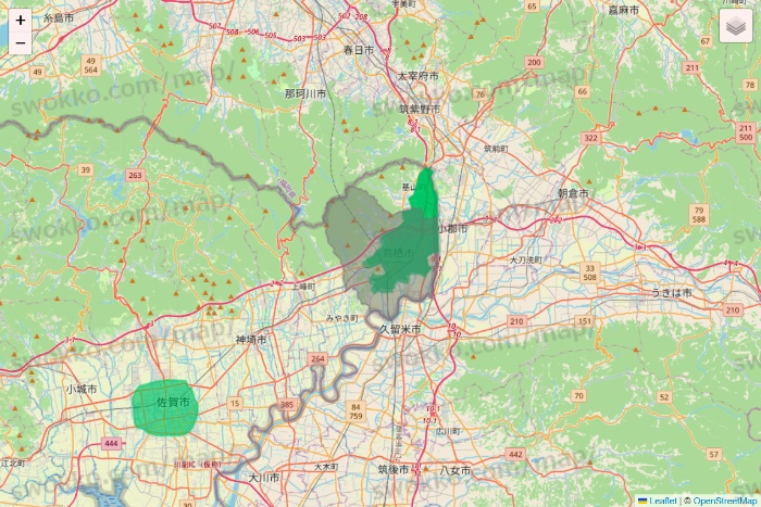 佐賀県のUber Eats（ウーバーイーツ）のエリア地図