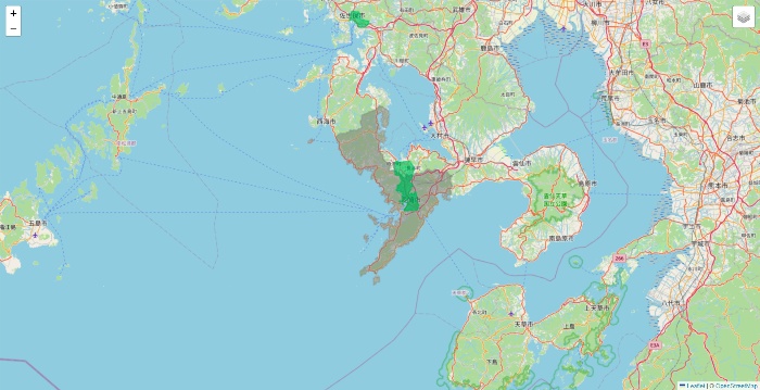 長崎県のUber Eats（ウーバーイーツ）のエリア地図