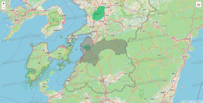 熊本県のUber Eats（ウーバーイーツ）のエリア地図
