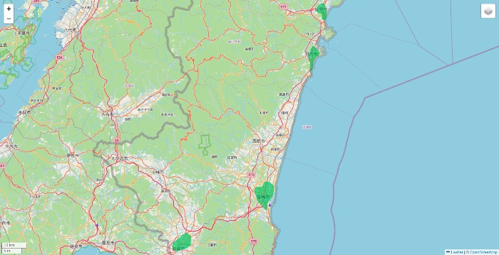 宮崎県のUber Eats（ウーバーイーツ）のエリア地図