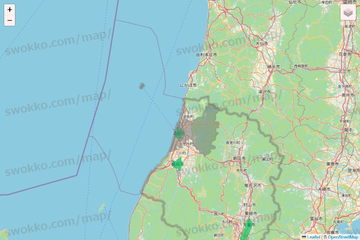 山形県のUber Eats（ウーバーイーツ）のエリア地図