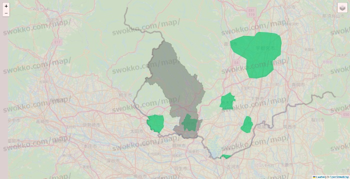 栃木県のUber Eats（ウーバーイーツ）のエリア地図