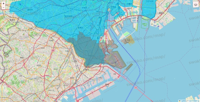 東京都のWolt（ウォルト）のエリア地図