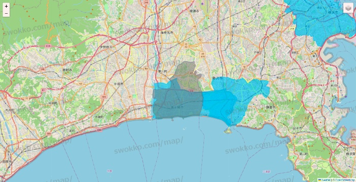 神奈川県のWolt（ウォルト）のエリア地図