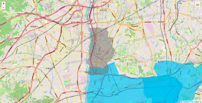 神奈川県のWolt（ウォルト）のエリア地図