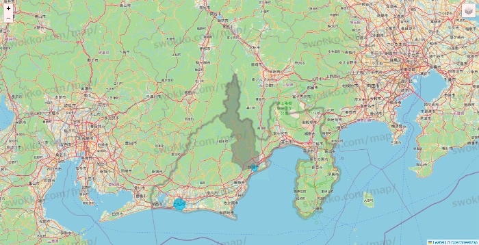 静岡県のWolt（ウォルト）のエリア地図