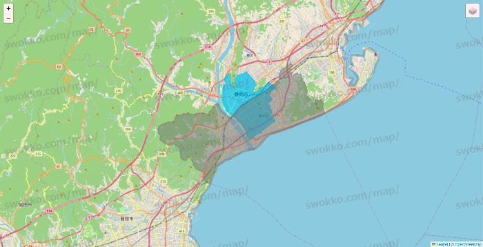 静岡県のWolt（ウォルト）のエリア地図