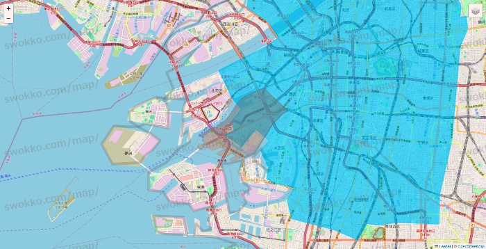 大阪府のWolt（ウォルト）のエリア地図