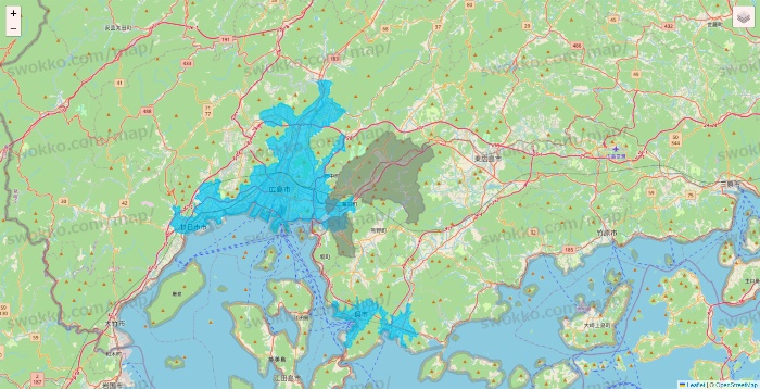 広島県のWolt（ウォルト）のエリア地図