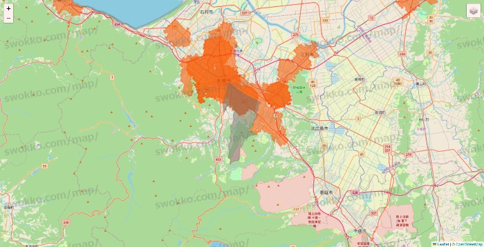北海道のクイックマートのエリア地図